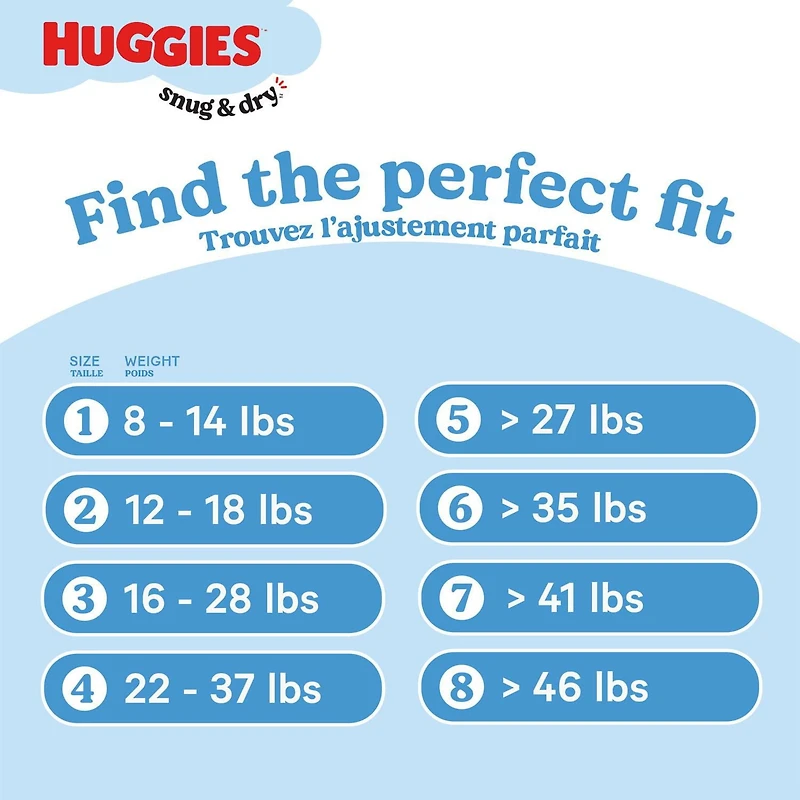 HUGGIES Snug & Dry Baby Diapers, Mega Colossal Pack, Sizes 1-8 | 208-80 Count, Sizes 1-8 | 208-80 Count