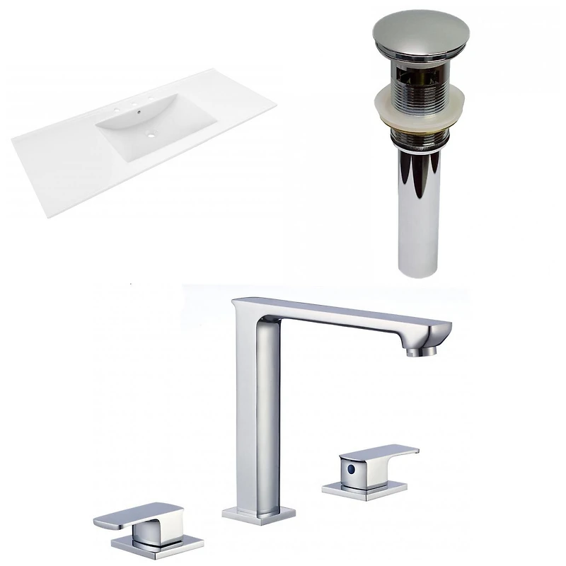 American Imaginations AI-32644 48 po WX 18.5 pouces Dessus en céramique D en couleur blanche pour 3H8-in. Robinet