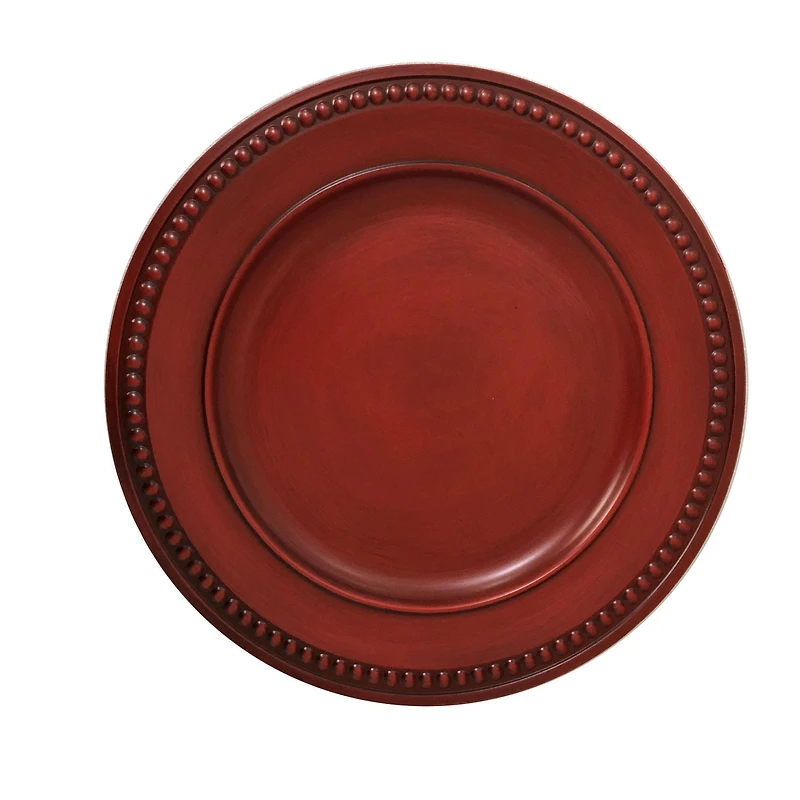 Holiday Time 13-Inch Distressed Charger Red