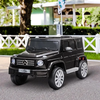 Aosom Compatible 12V Battery-powered Kids Electric Ride On Car Mercedes Benz G500 Toy with Parental Remote Control Music Lights MP3 Suspension Wheels for 3-8 Years Old Black