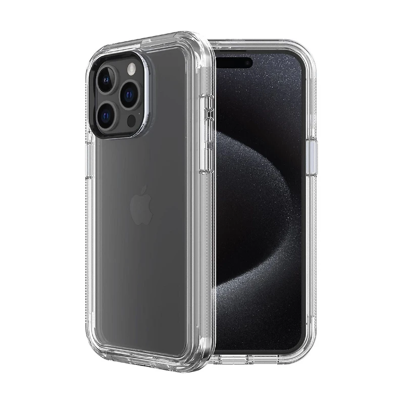 onn. iPhone 15 Pro Rugged Phone Case with Holster and 360˚ Rotating Clip, Antimicrobial, 21 ft. Drop Protection
