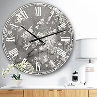 Designart 'White Cherry Blossoms I' Traditional wall clock