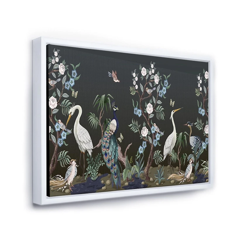 Designart Chinoiserie Aux Oiseaux Et Pivoines IV ART MURAL À CADRE FLOTT