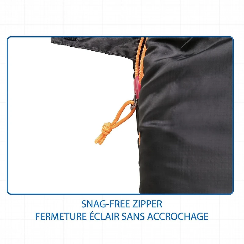 Sac de couchage à capuche Ozark Trail -10C, 216cm(L) x88.9cm(W), note température +14℉/-10℃, extérieur en polyester, Noir 216cm(L) x88.9cm(W)