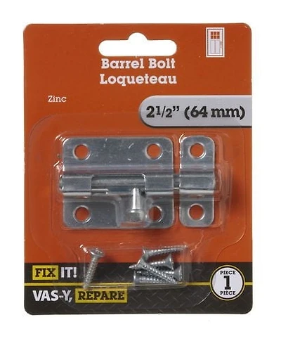2-1/2" Zinc Barrel Bolt 1 Piece