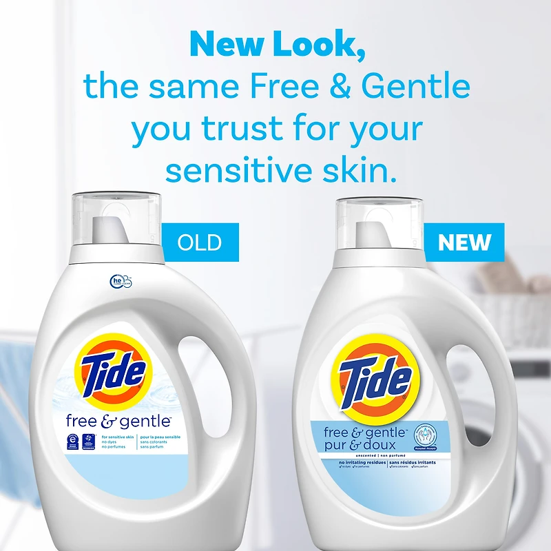 Tide Free & Gentle Liquid Laundry Detergent, Tide Laundry Detergent, Clean Laundry Detergent, 3.1L