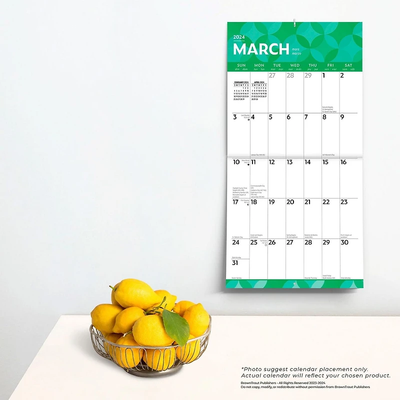 BrownTrout Large Print 2024 12x24 Inch Matte Wall Calendar