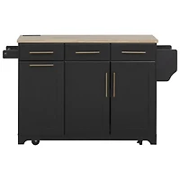 Chariot de cuisine Homy Casa avec tiroirs, plan de travail pliable et station de charge - Noir