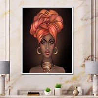 Designart African American Woman with Turban V FLOAT FRAME WALL ART