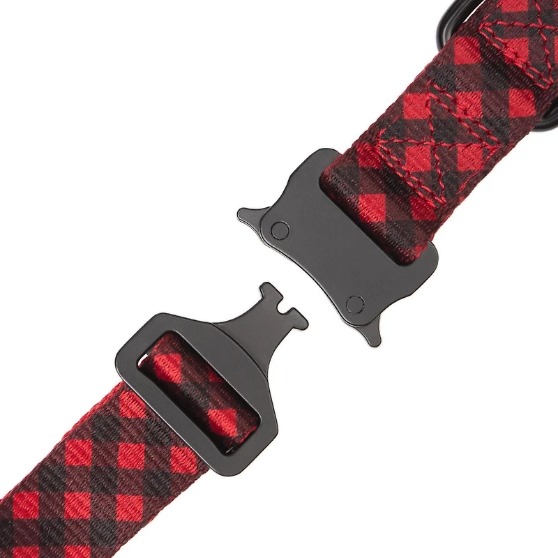 One Paw, Un collier pour chien en nylon à carreaux de buffle avec une boucle en métal, hydrofuge