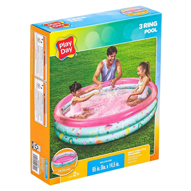 Play Day Piscine Rose À 3 Anneaux