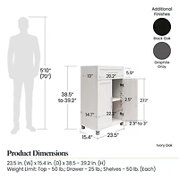 Systembuild Evolution Camberly Framed 2 Door/1 Drawer Storage Cabinet, Graphite Gray