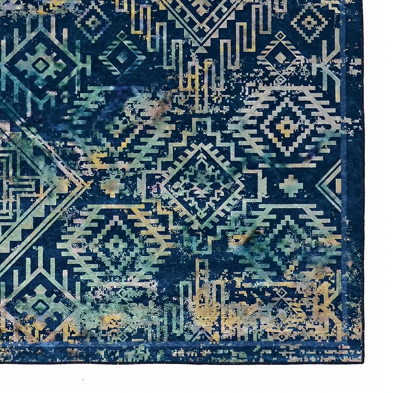 Tapis Emerald Canton bleu & ivoire de 6 pi 7 po x 9 pi 7 po