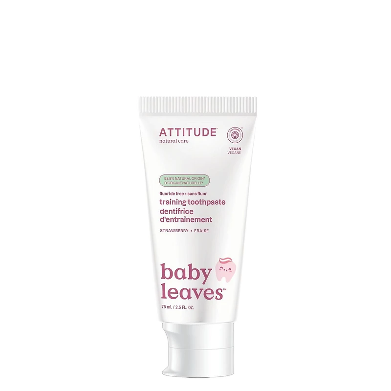ATTITUDE baby leaves, Dentifrice d'Entrainement, Sans Fluor, Fraise 75 ml