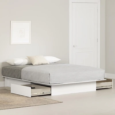 Meubles South Shore Fusion Lit plateforme 2 tiroirs Blanc