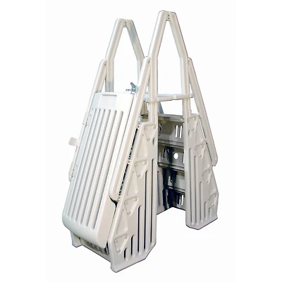 Vinyl Works Escalier et marches Neptune en forme de A pour piscines hors terre - blanc