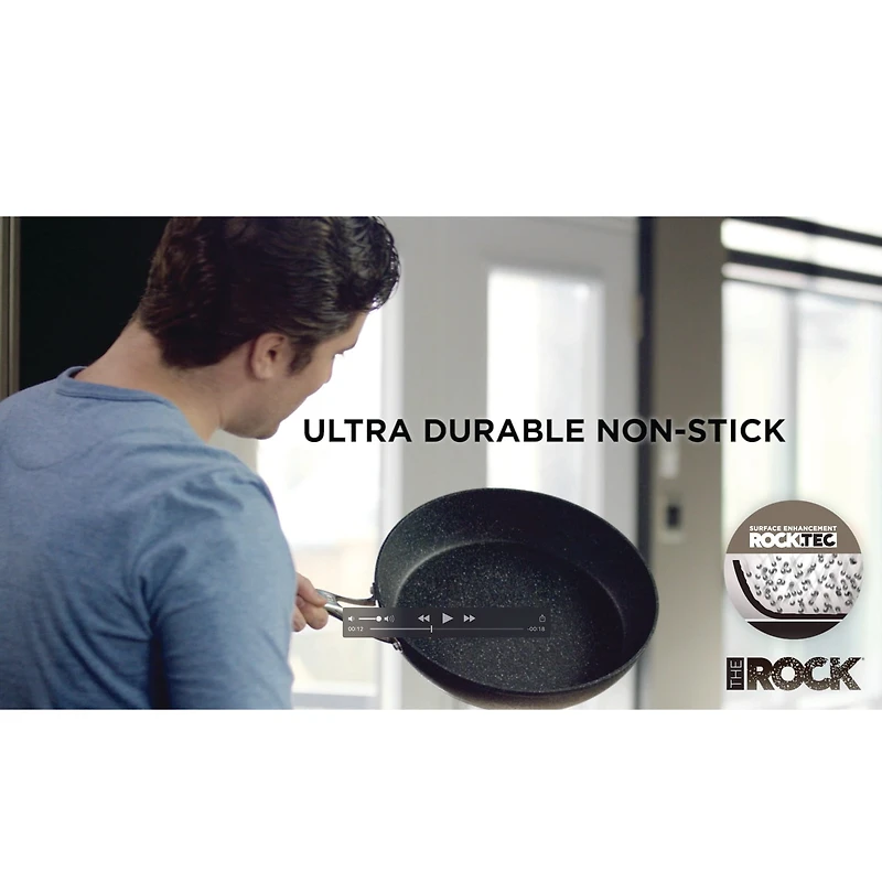 Starfrit The Rock Classic 9.5" Non-Stick Fry Pan, Durable Forged Aluminum, Oven Safe, PFOA Free, Easy to Clean, Blue