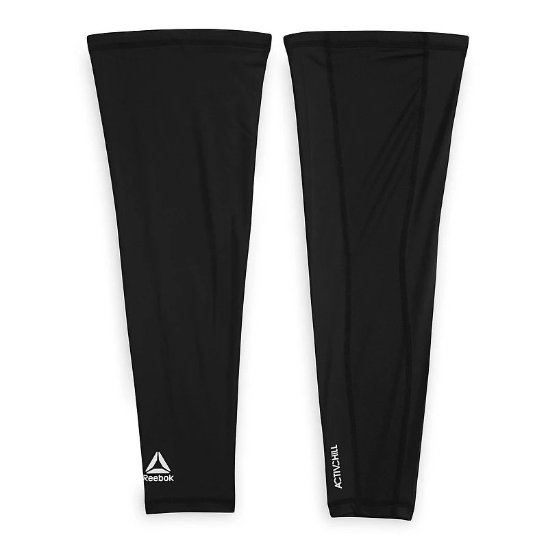 Reebok Delta ACTIVCHILL Compression Leg Sleeves, Black, Set of 2, ACTIVCHILL Tech keeps you cool and dry