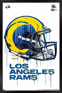 NFL Los Angeles Rams - Drip Helmet 20 Wall Poster, 14.725" x 22.375" Framed