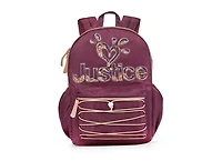 Sac à dos de 17 po à compartiments multiples en nylon de marque Justice ™ pour filles avec logo scintillant et tirettes