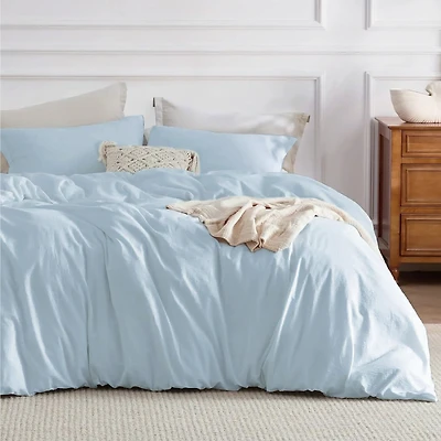 Beddora 100% Cotton Duvet Cover Set – All-Season Breathable – Secure Corner Ties & Button Closure – Queen & King Sets