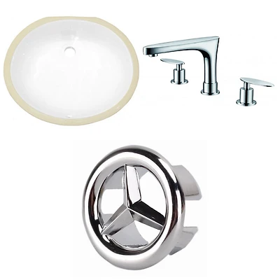 American Imaginations 19.5-in. W Oval Bathroom Undermount Sink Set In White - Chrome Hardware AI-26609