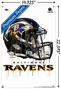NFL Baltimore Ravens - Drip Helmet 20 Wall Poster with Magnetic Frame