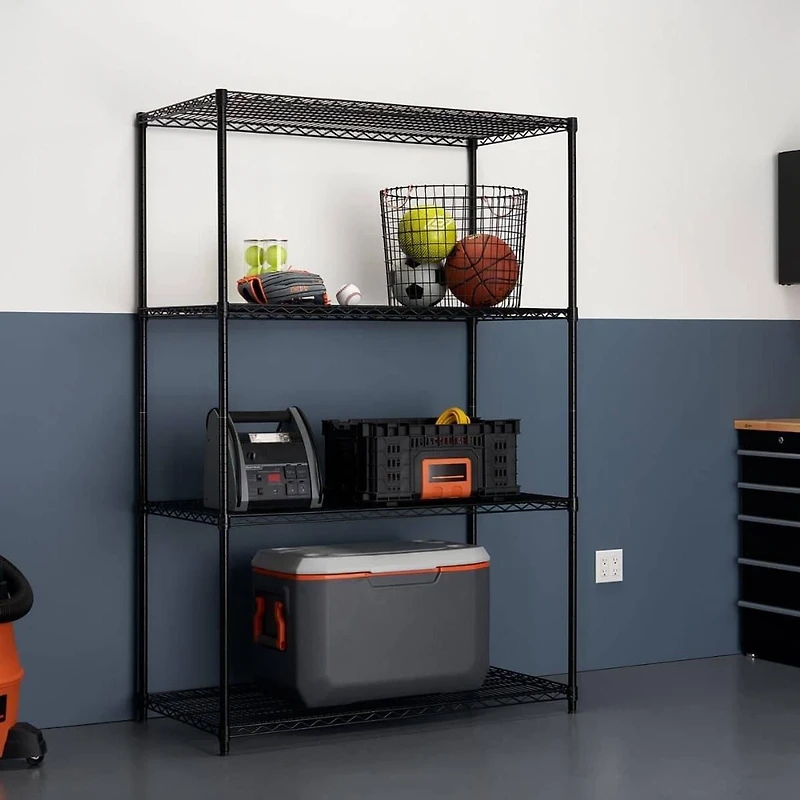TRINITY 4-Tier Wire Shelving Rack | 48 x 24 x 72 | NSF | Black
