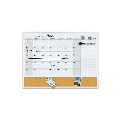 Quartet Tableau effaçable à sec combiné, cadre en aluminium mince, 23 po X 17 po