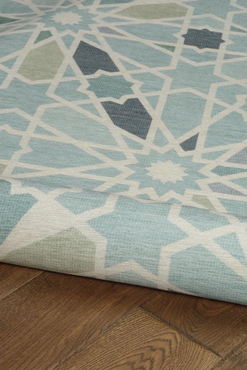 Tapis d'extérieur lavable Deltona vert & ivoire 5 pi x7 pi