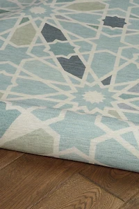 Tapis d'extérieur lavable Deltona vert & ivoire 5 pi x7 pi