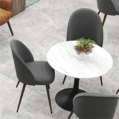 Homy Casa Modern 2-Pack Accent Chair Set, Armless Round Back, Grey Fabric Upholstered