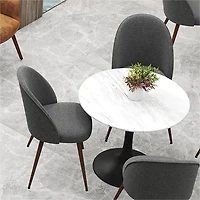Homy Casa Modern 2-Pack Accent Chair Set, Armless Round Back, Grey Fabric Upholstered
