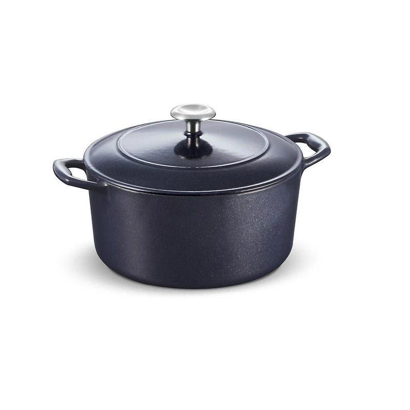 Tramontina 5.5 QT Covered Round Dutch Oven - Cast Iron - Dark Blue - Gourmet 80131/038DS
