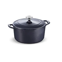 Tramontina 5.5 QT Covered Round Dutch Oven - Cast Iron - Dark Blue - Gourmet 80131/038DS