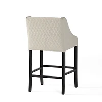 Noble House Eaton Barstool,Bonded Quilted Leather,Ivory