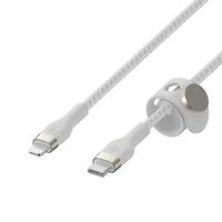 Belkin BOOSTCHARGE PRO Flex USB-C Cable with Lightning Connector 6ft White, Belkin USB-C to LTG 6ft White