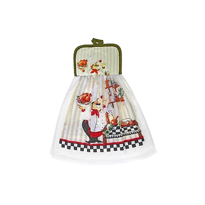 Serviette À Main (Chef Servant Du Poulet) - Ensemble De 6