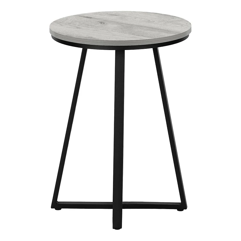 Monarch Specialties Accent Table, Side, Round, End, Nightstand, Lamp, Living Room, Bedroom, Grey Laminate, Black Metal, Contemporary, Modern