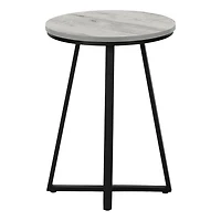 Monarch Specialties Accent Table, Side, Round, End, Nightstand, Lamp, Living Room, Bedroom, Grey Laminate, Black Metal, Contemporary, Modern