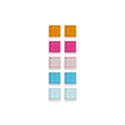 Quartet Mini Square Magnets, Magnets, Assorted Colours, 10 Pack, Mini Square Magnets, 10 Pack