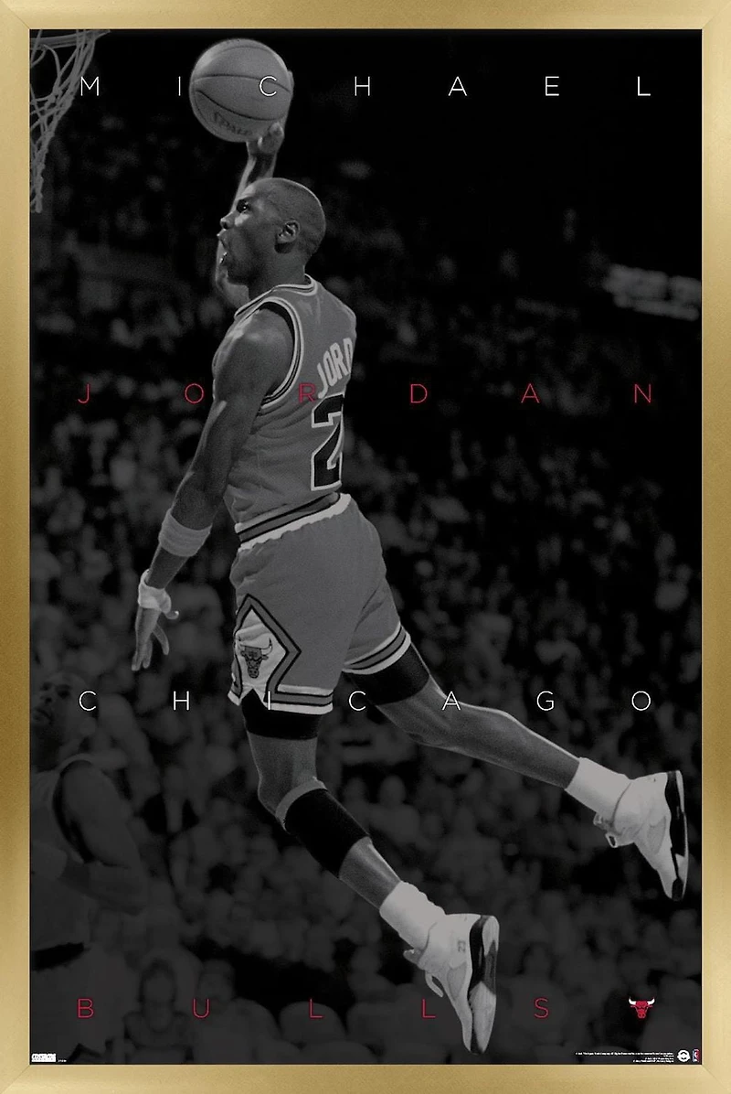 Michael Jordan - Black and White Wall Poster, 22.375" x 34" Framed