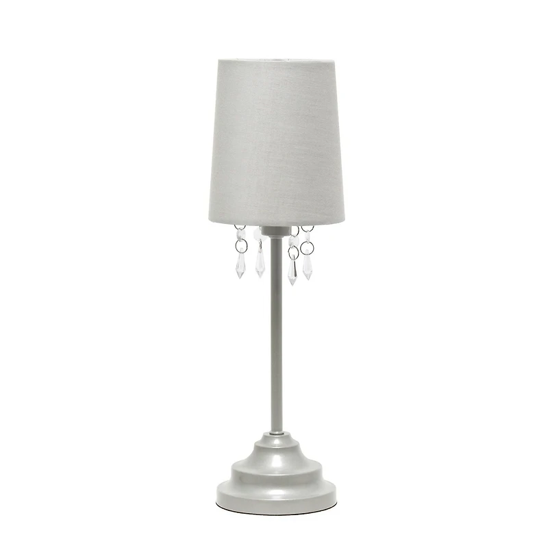 Simple Designs Table Lamp with Fabric Shade and Hanging Acrylic Beads