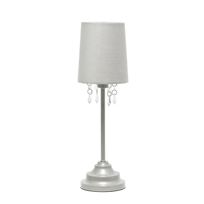 Simple Designs Table Lamp with Fabric Shade and Hanging Acrylic Beads