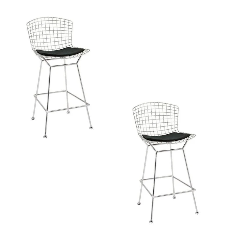 Tabouret de comptoir Aserion (26") avec siège en métal et pattes chromées LOT DE 2