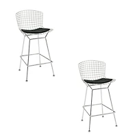 Tabouret de comptoir Aserion (26") avec siège en métal et pattes chromées LOT DE 2