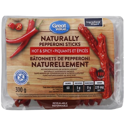 Bâtonnets de pepperoni piquants et épicés Naturellement Great Value