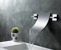 DROP Bath and Kitchen DR091447 Bathroom Sink Faucet with Unique shape in Chrome color from Waterfall series - includes Drain without overflow