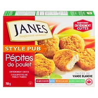 Pépites d’escalopettes de poulet panées de style pub Janes 700g