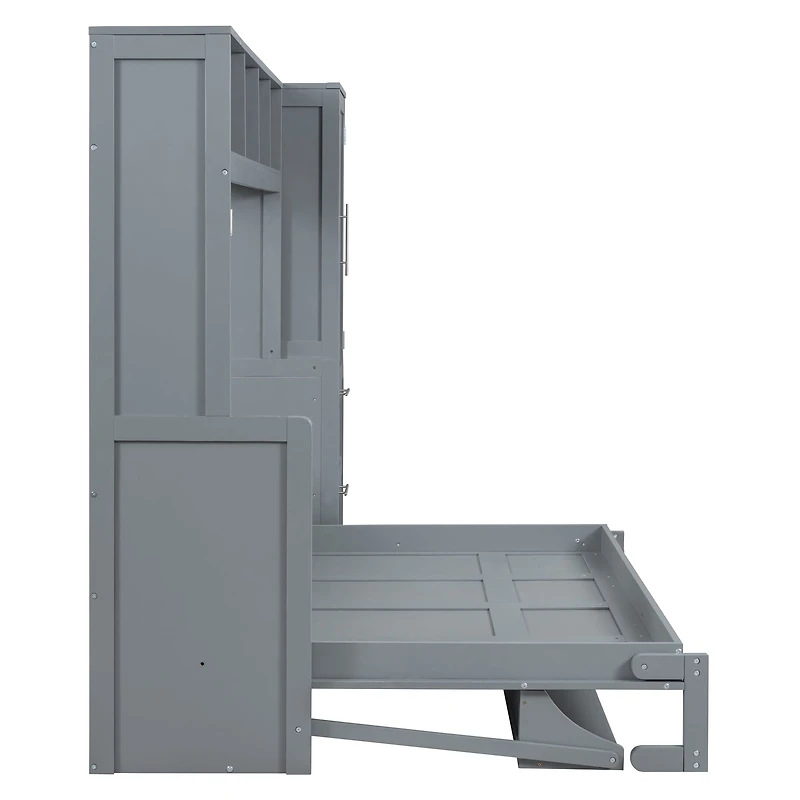 Lit escamotable mural Noble House pour lit double avec garde-robe et tiroirs, gris